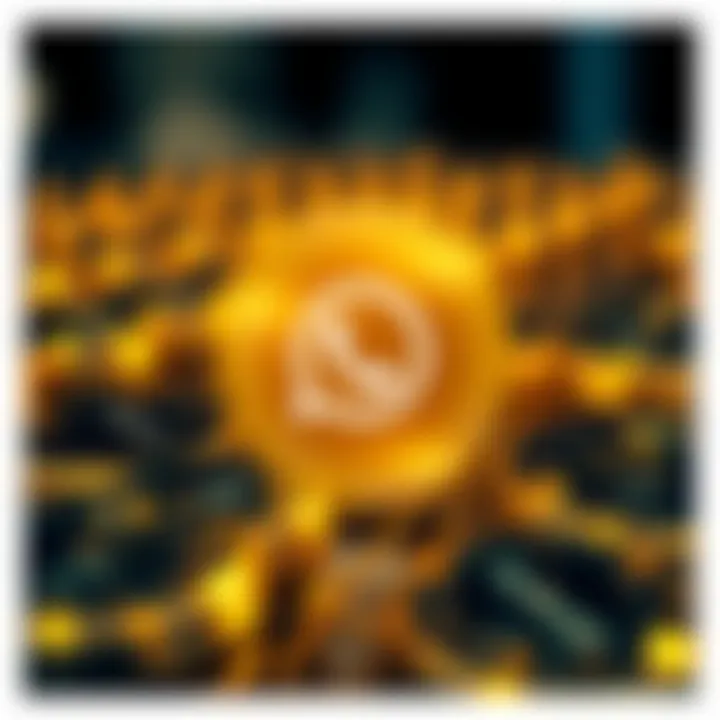 Illustration showing secure WhatsApp group connection with gold theme elements